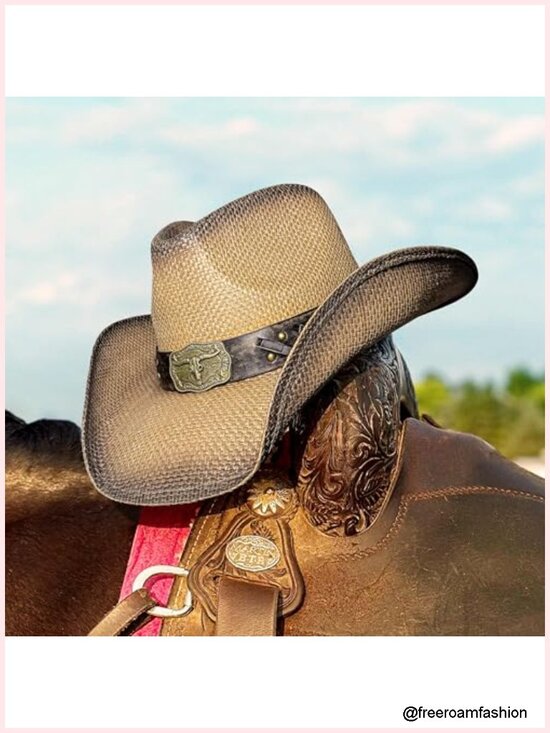 Straw Cowboy Hat – Shapeable Wide Brim Western Sun Hat for Country Concerts & main image 5